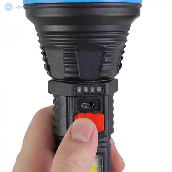 Ручной фонарь 2в1 аккумуляторный 1200мАч с USB-зарядкой и боковым светом JX-1106C