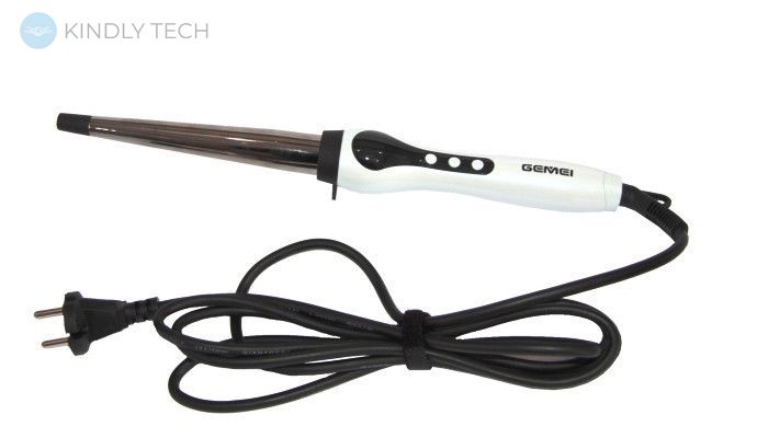 Профессиональная плойка-конус Gemei GM - 403 30Вт для волос, стайлер для локонов белый