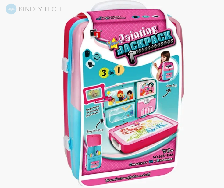 Навчальний набір для малювання 3 в 1 Backpack Packing Рожевий