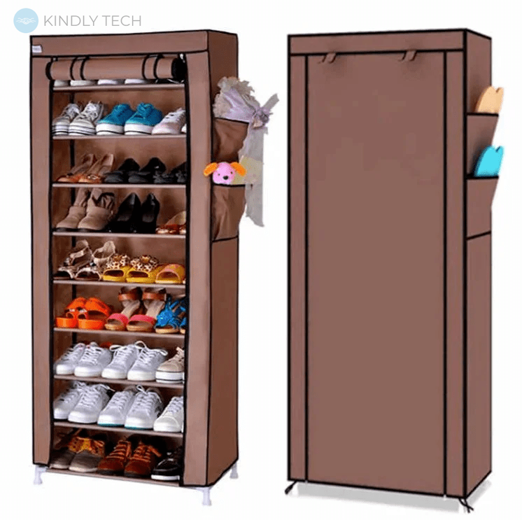 Складана шафа для взуття на 30 пар Shoe Cabinet, 9 полиць Коричневий