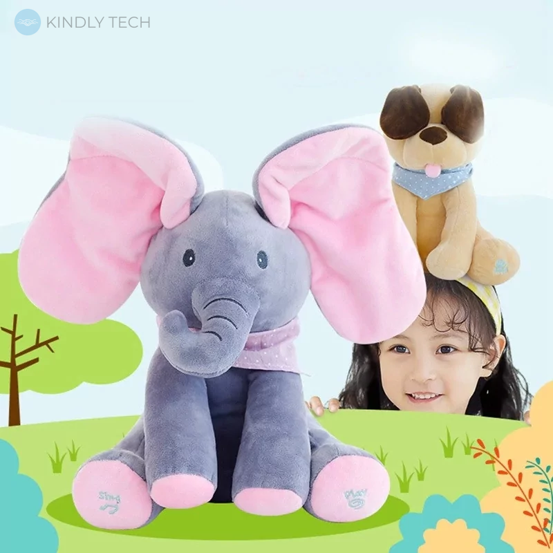 Плюшевая говорящая игрушка-слон розовый Peekaboo