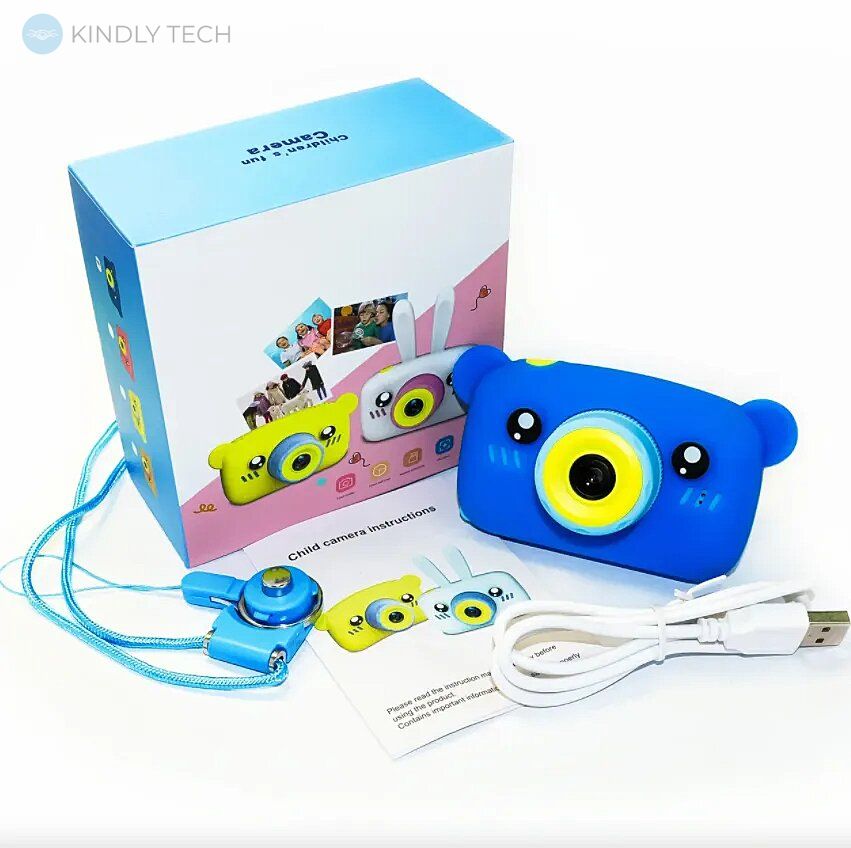 Детская фотокамера Baby Photo Camera Bear Teddy с автофокусом, blue