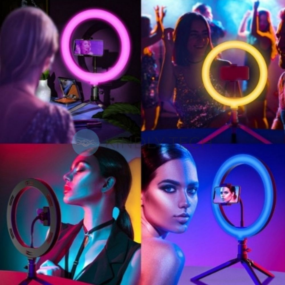 Профессиональная кольцевая LED лампа (RGB MJ18) диаметр 45см, на дистанционном управлени