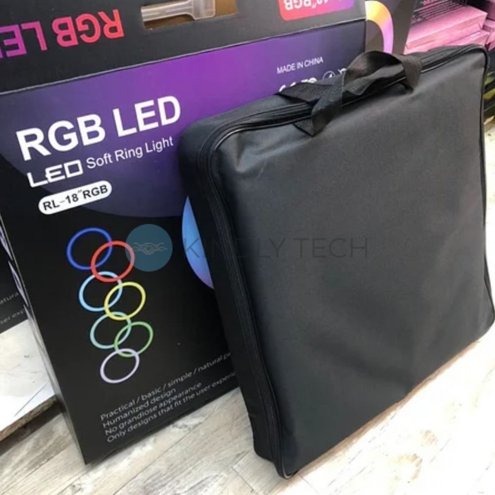 Профессиональная кольцевая LED лампа (RGB MJ18) диаметр 45см, на дистанционном управлени