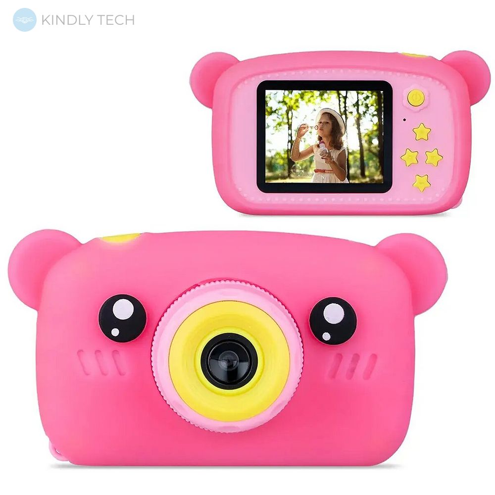 Детская фотокамера Baby Photo Camera Bear Teddy с автофокусом, pink
