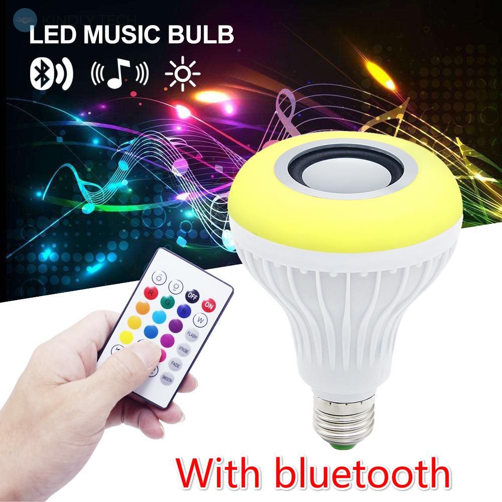 Беспроводная Bluetooth лампа динамик свет E27 Музыка 12W RGB LED