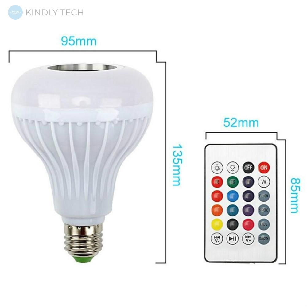 Беспроводная Bluetooth лампа динамик свет E27 Музыка 12W RGB LED