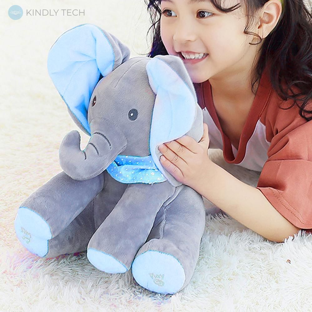 Плюшева іграшка-слон синій Peekaboo