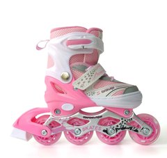 Роликовые коньки раздвижные SkateX Happy Joy Led Розовый размер S