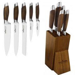Набір ножів у дерев'яній колоді Maxmark MK-K09 6 предметів
