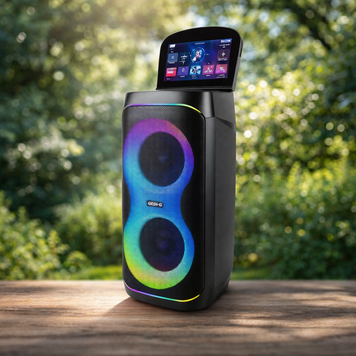 Портативна Bluetooth колонка Gedi-1066 з Android, 2 бездротовими мікрофонами та сабвуферами 2&times;6.5", 50 Вт