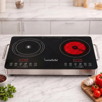 Мощная двойная электрическая плита Luma Bella LB-57035 7000W сенсорная стеклокерамическая