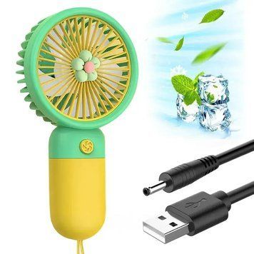 Компактний ручний міні вентилятор USB акумуляторний 15&times;8 см зелений