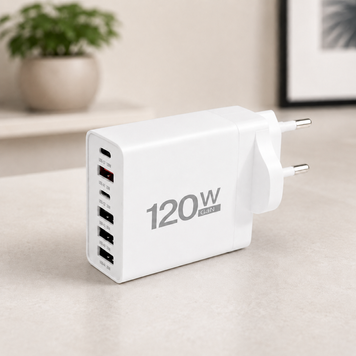 Сетевое зарядное устройство 26X188, 6 портов, 120 Вт GaN, Fast Charge,Белый