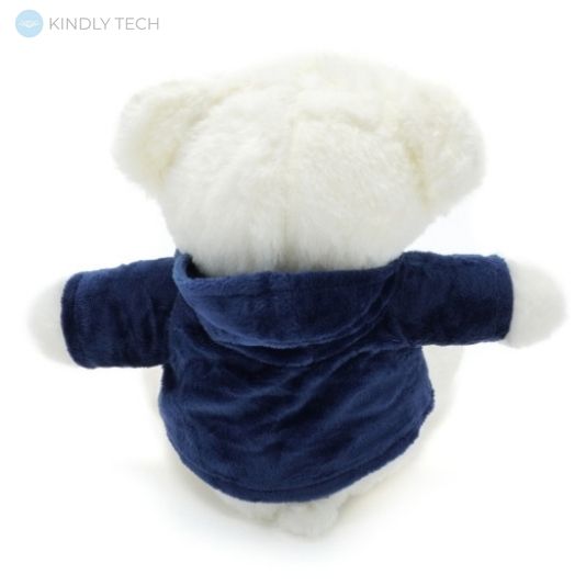 М'яка іграшка плюшевий Ведмедик білого кольору, довжиною 22 см, в кофті