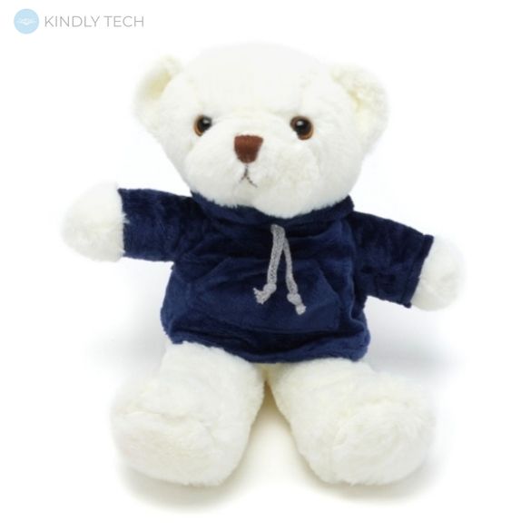 М'яка іграшка плюшевий Ведмедик білого кольору, довжиною 22 см, в кофті