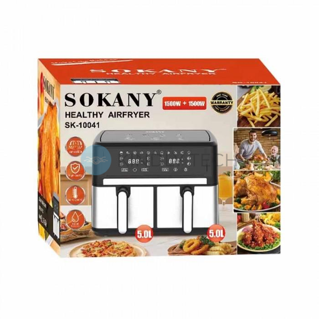 Мультипіч двокамерна аерофритюрниця Sokany SK-10041, 1500+1500Вт 5+5л