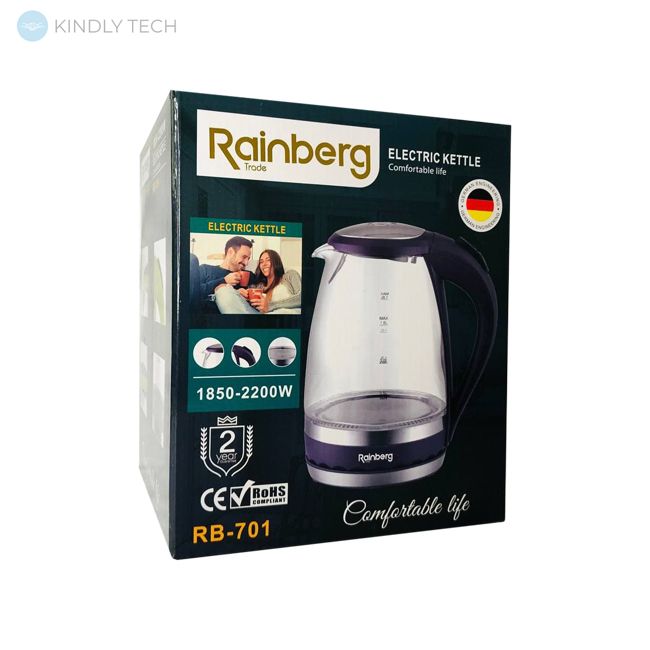 Электрочайник с дисковым нагревателем Rainberg Rb-701 1.8L 1900W LED Purple