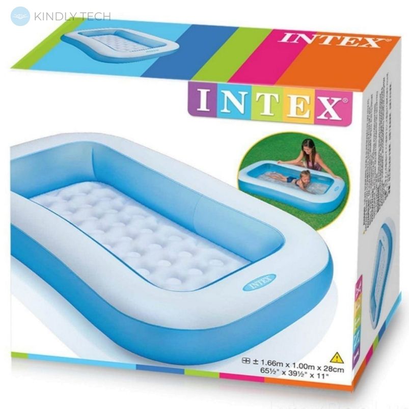Детский надувной бассейн Intex с надувным дном (166х100х28см)