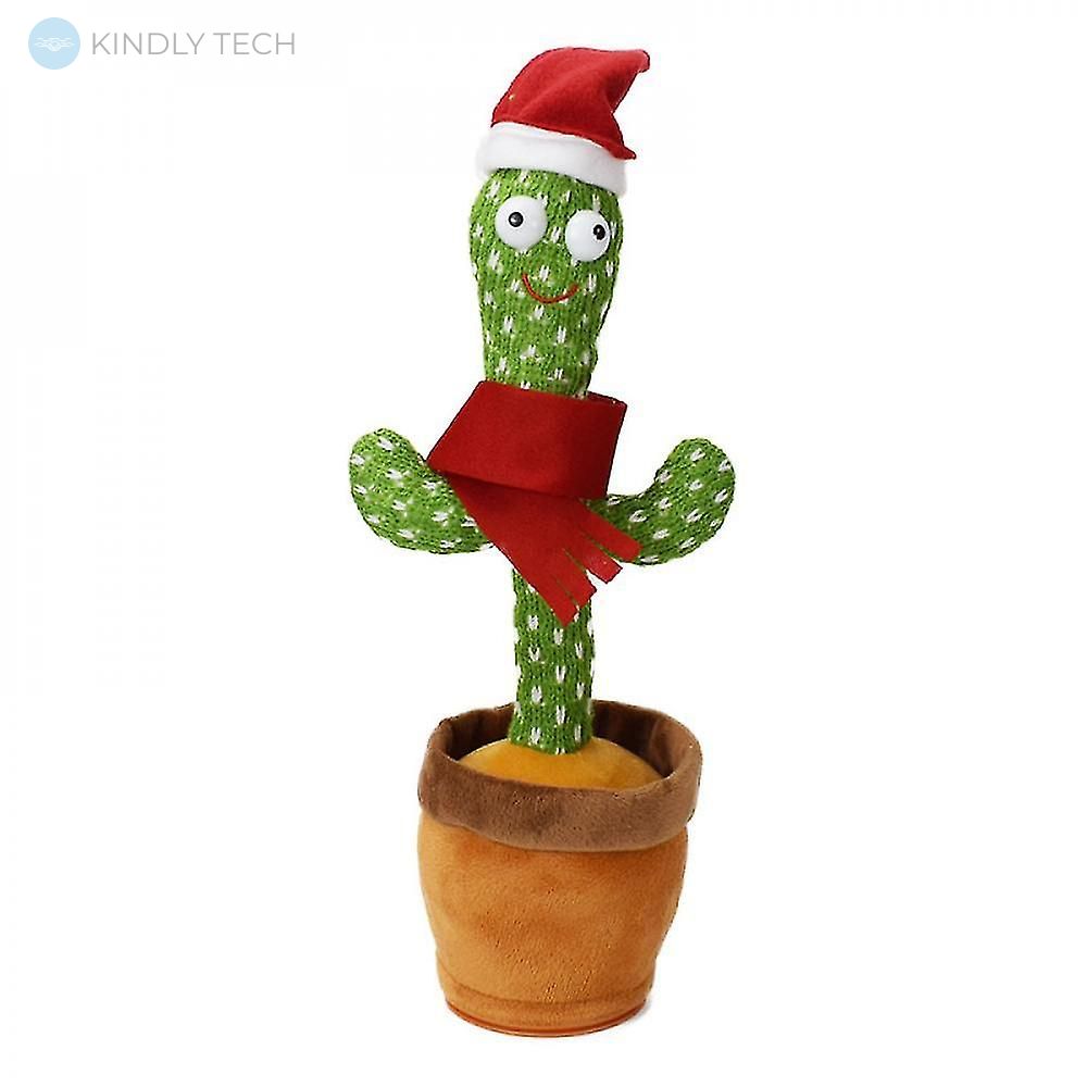Музыкальная игрушка танцующий кактус Dancing Cactus Новогодний кактус у вазоне 34 см