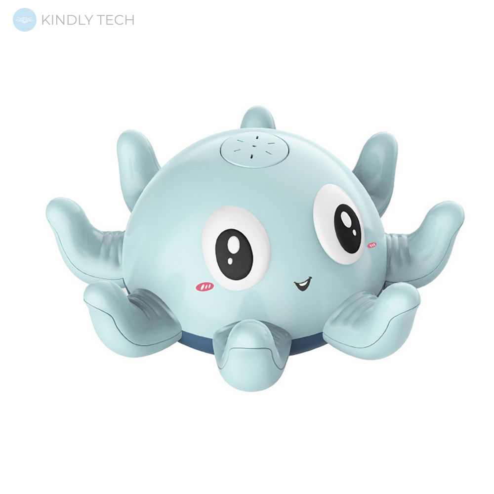 Детская игрушка для купания Sea World "Осьминог" с фонтанчиком и LED подсветкой, Синий