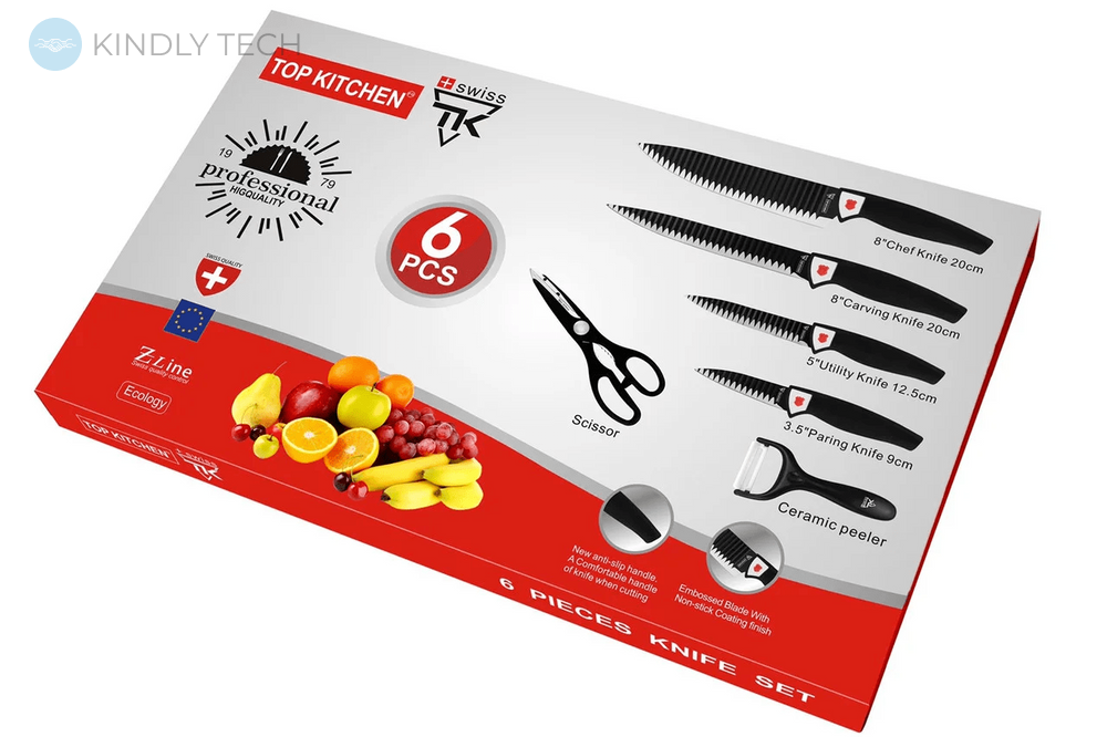 Высококачественный набор кухонных ножей из нержавеющей стали Top Kitchen TK0002 Красный
