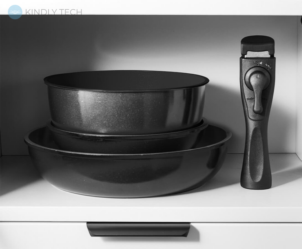 Універсальний 7 предметний набір посуду (2 сковороди, каструля, ручка, кришки) Maestro MR-4800-7