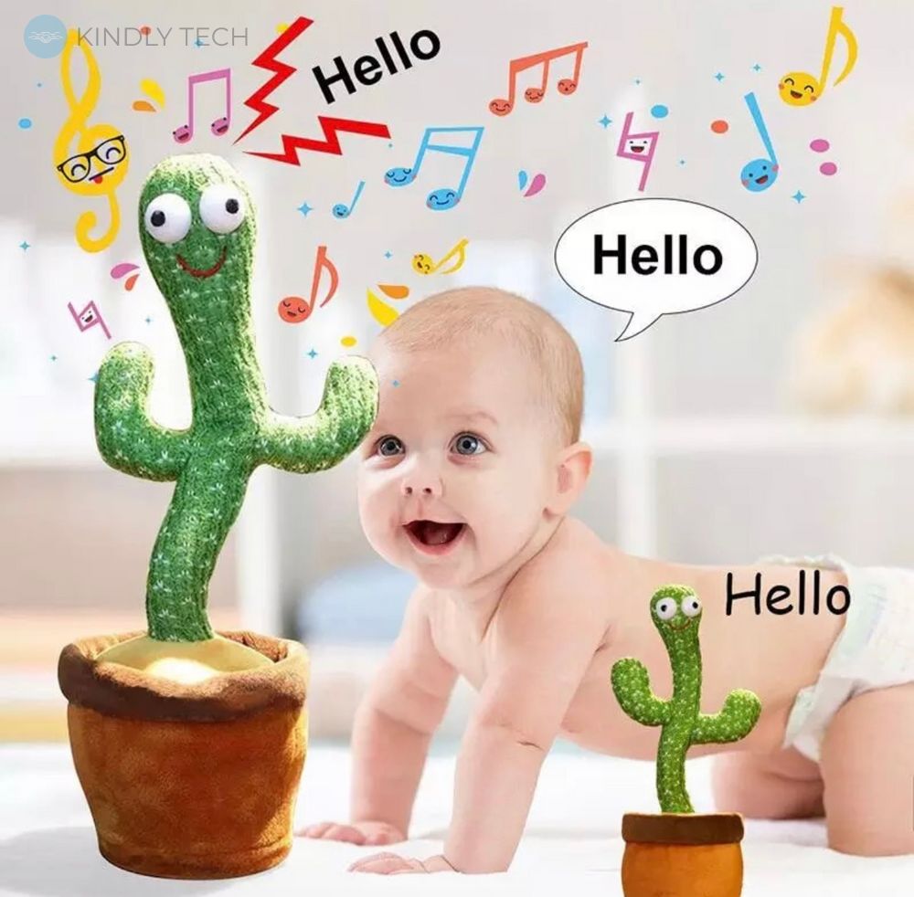 Музична іграшка танцюючий кактус Dancing Cactus Новогодний кактус у вазоні 34 см