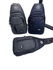Рюкзак мужской с маленьким передним карманом и эмблемой 31х18х11см в ассортименте