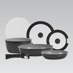 Универсальный 7 предметный набор посуды (2 сковороды, кастрюля, ручка, крышки) Maestro MR-4800-7