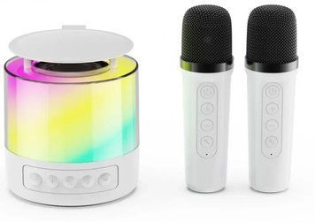 Портативная колонка Bluetooth LED К19 с караоке-микрофонами 2 шт