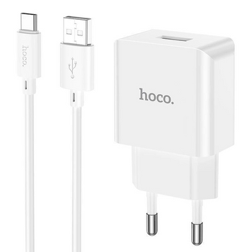 Блок питания сетевой + Кабель Type-C HOCO C106A White