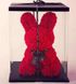 Зайчик с бантиком из искусственных 3D роз в подарочной упаковке 40 см красный