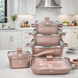 Набір посуду Top Kitchen TK-00205 квадратні каструлі та сковорідка гриль 10 предметів,Пудрові