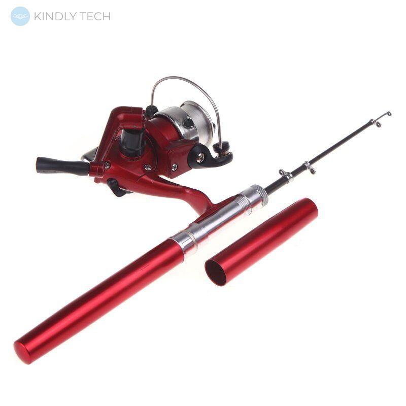 Кишенькова ручка-вудка Pocket Fishing Rod + котушка Red