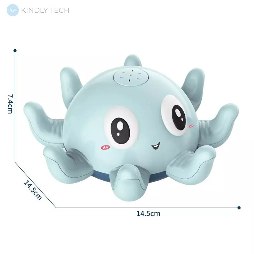 Детская игрушка для купания Sea World "Осьминог" с фонтанчиком и LED подсветкой, Синий