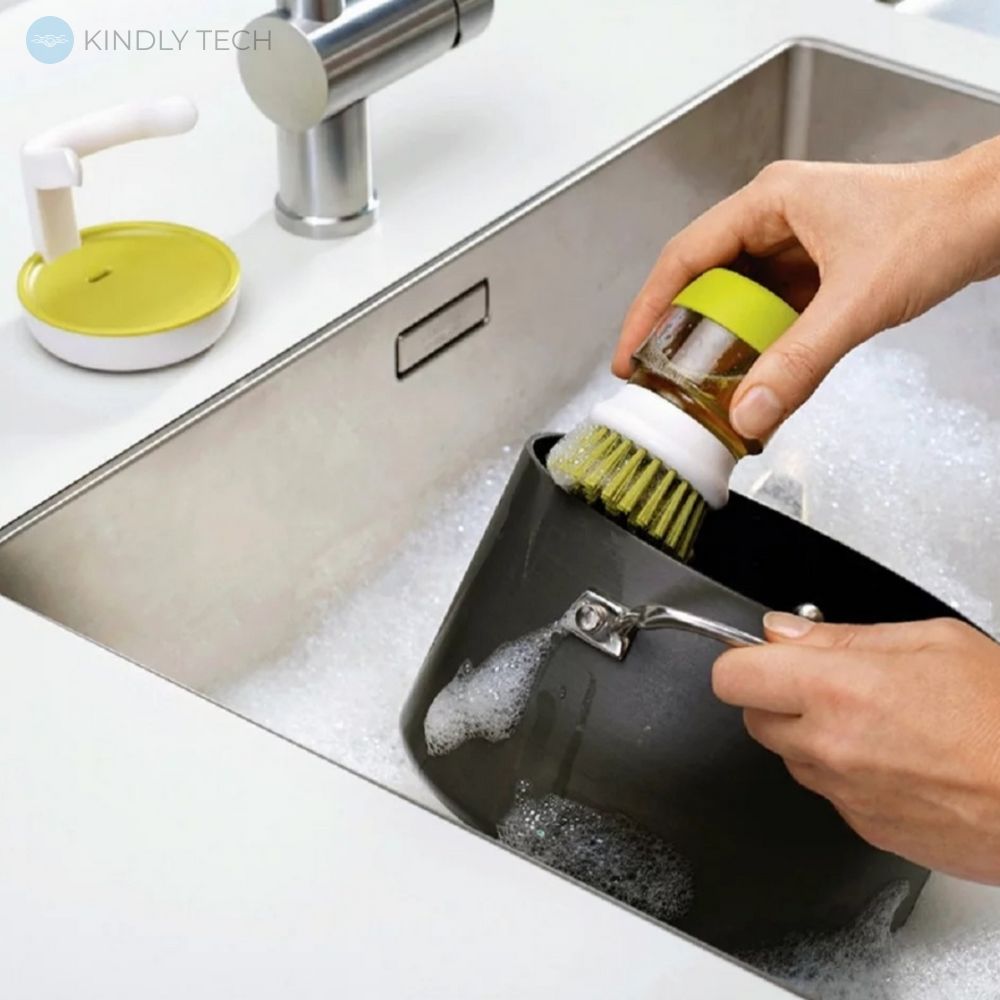 Щётка для мытья посуды Supretto с дозатором моющего средства, Green