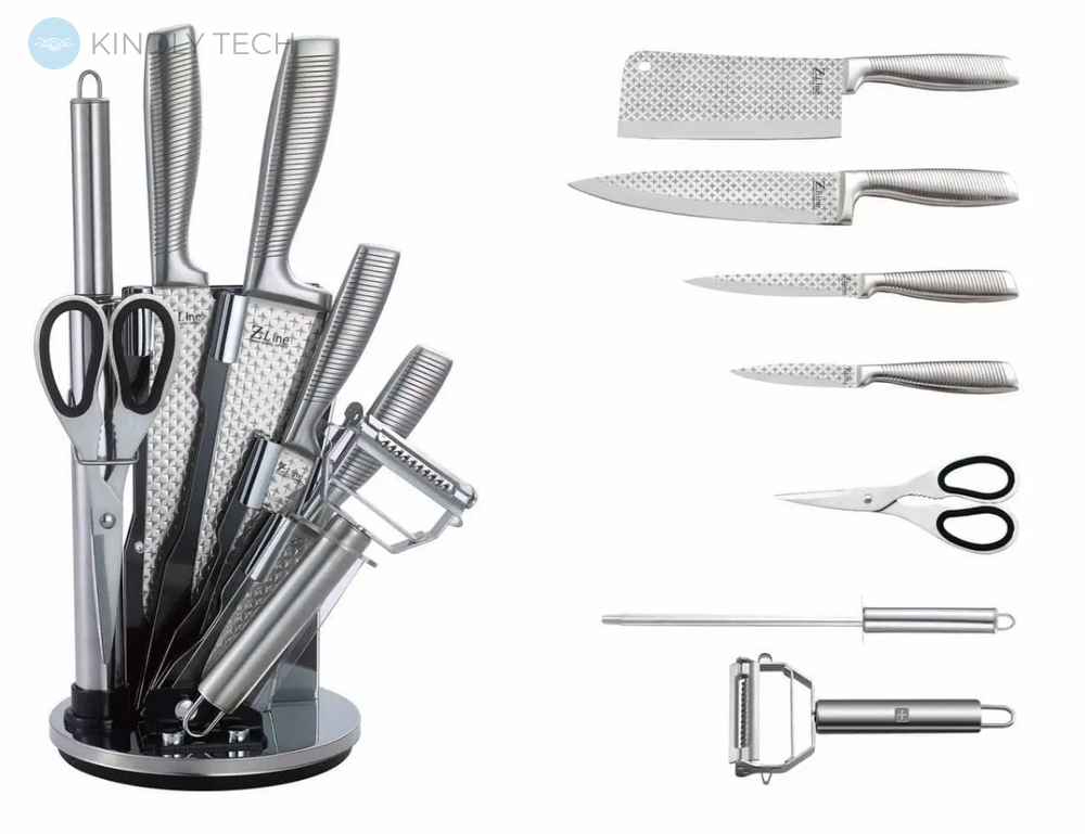 Набір литих ножів із нержавіючої сталі з підставкою German Family GF-S12 (8 Предметів)