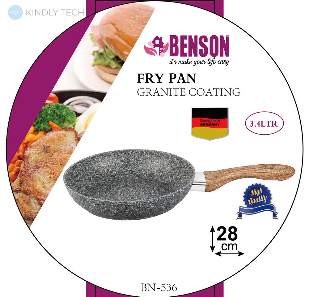 Сковорода с антипригарным гранитным покрытием Benson BN-536 28 х 5.5 см
