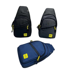 Рюкзак чоловічий з жовтою емблемою і кишенею навскіс 31х18х11см в асортименті