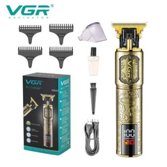 Тример для бороди та вусів з Led-дисплеєм VGR V-073 зі змінними насадками