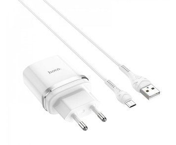 Домашній зарядний пристрій 18W QC3.0 з кабелем Micro USB (1 м) Hoco C12Q білого кольору