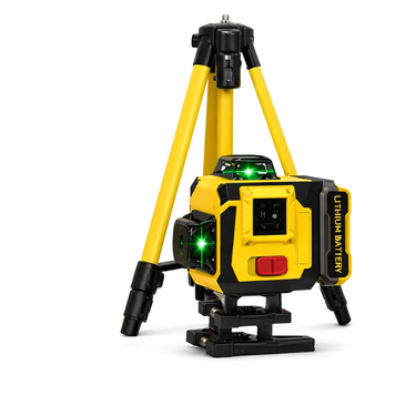 Лазерный уровень KRAFFTEC 4D 360&deg; аккумуляторный со штативом и желтым дисплеем
