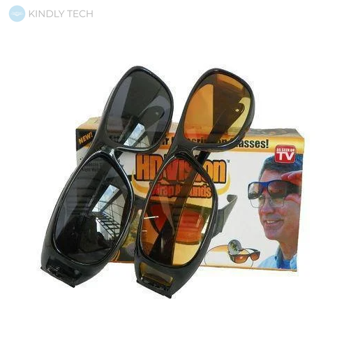 Антибликовые очки для вождения HD Vision в комплекте 2 пары (день + ночь)