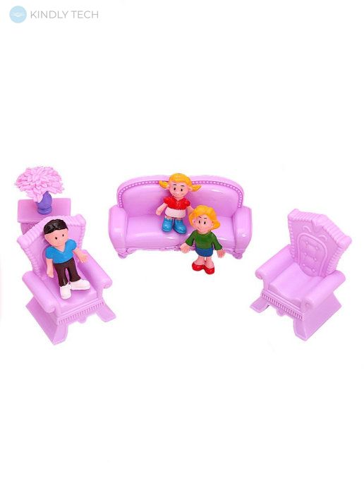 Игровой набор Кукольный Домик с 3 мини куклами, мебелью, светом и звуком