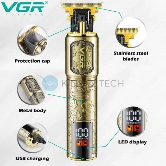 Триммер для бороды и усов с Led-дисплеем VGR V-073 со сменными насадками