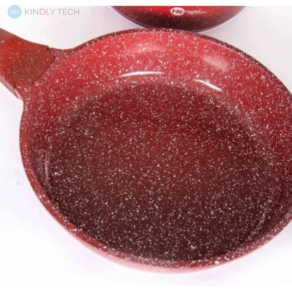 Набор кастрюль с гранитным покрытием + сковородка Higher Kitchen НК-307 красный
