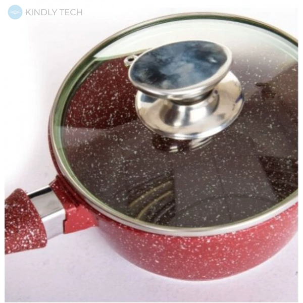 Набір каструль із гранітним покриттям + сковорідка Higher Kitchen НК-307 червоний