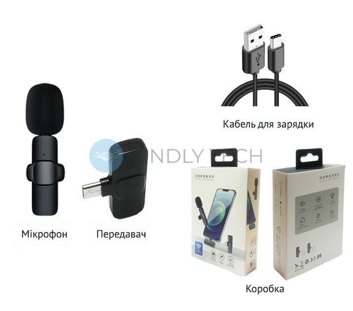 Петличный микрофон беспроводной для смартфона Type-C K8