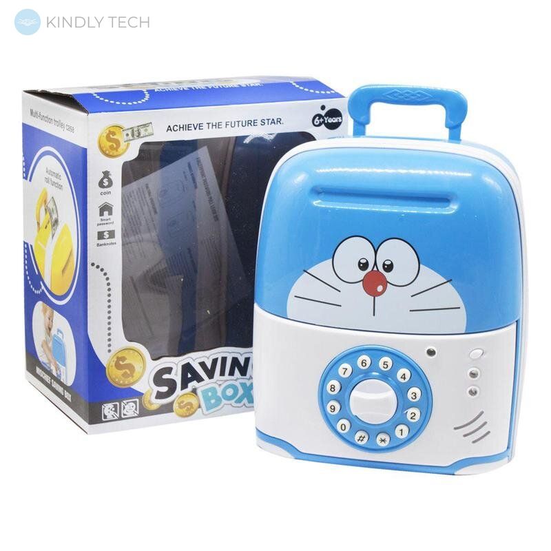 Электронная копилка, сейф "Котик круглая" для детей с кодовым замком